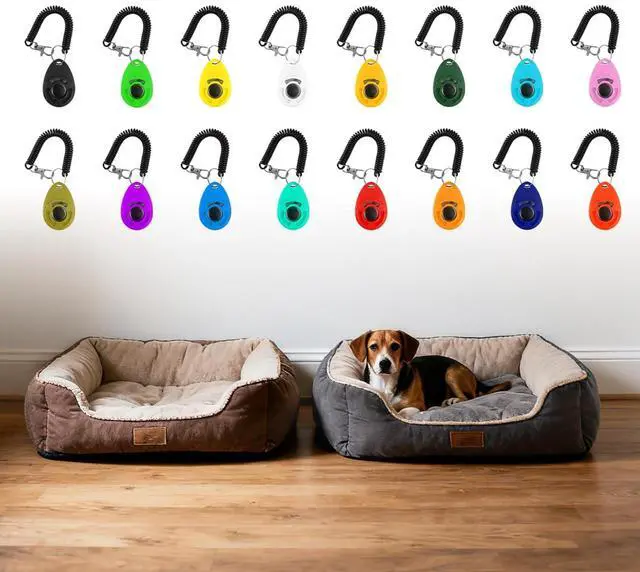 Alt view image 7 of 7 - 32 Pcs Dog Training Clicker with Wrist Strap Multicolor Pet Behavioral Training Accessories for Dogs Cats Horses Birds