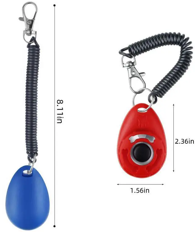 Alt view image 2 of 7 - 4 Pieces Pet Training Clicker with Wrist Strap and Dog Training Treat Pouch Pet Training Clicker for Training Puppy Cats Birds Dog Clicker Training Kit Behavioral (White, Red, Orange, Blue)
