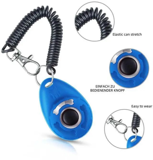 Alt view image 4 of 7 - 4 Pieces Pet Training Clicker with Wrist Strap and Dog Training Treat Pouch Pet Training Clicker for Training Puppy Cats Birds Dog Clicker Training Kit Behavioral (White, Red, Orange, Blue)