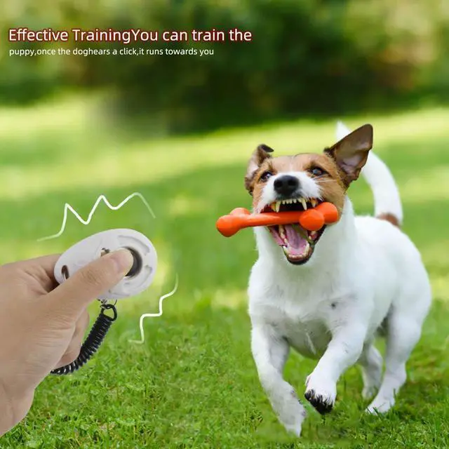 Alt view image 6 of 7 - 4 Pieces Pet Training Clicker with Wrist Strap and Dog Training Treat Pouch Pet Training Clicker for Training Puppy Cats Birds Dog Clicker Training Kit Behavioral (White, Red, Orange, Blue)