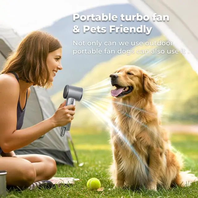 Alt view image 7 of 7 - Portable Handheld Turbo Fan for Outdoor - 5000mah Mini Handheld Personal Pocket Fan for Powerful Airflow Wind - 20hrs,100 Speeds Adjustable - Digital Display,Gifts for Travel,Outdoor Activites,Camping