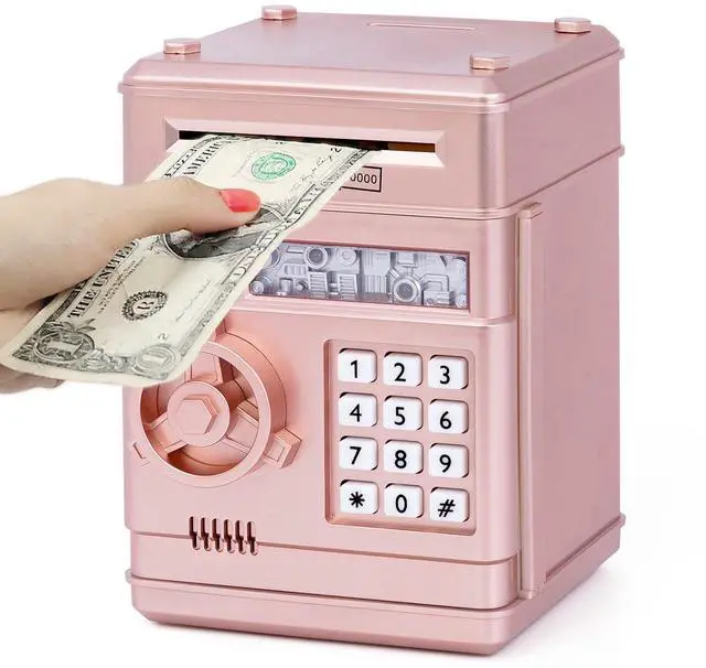 Main image of Piggy Bank Toy,Kids Toys Electronic Piggy Bank for Boys Girls Kids Safe ATM Bank Cash Coin Can for Children Money Bank Toys Money Saving Box Birthday Gift for Kid Age 3-12 (Rose Gold)