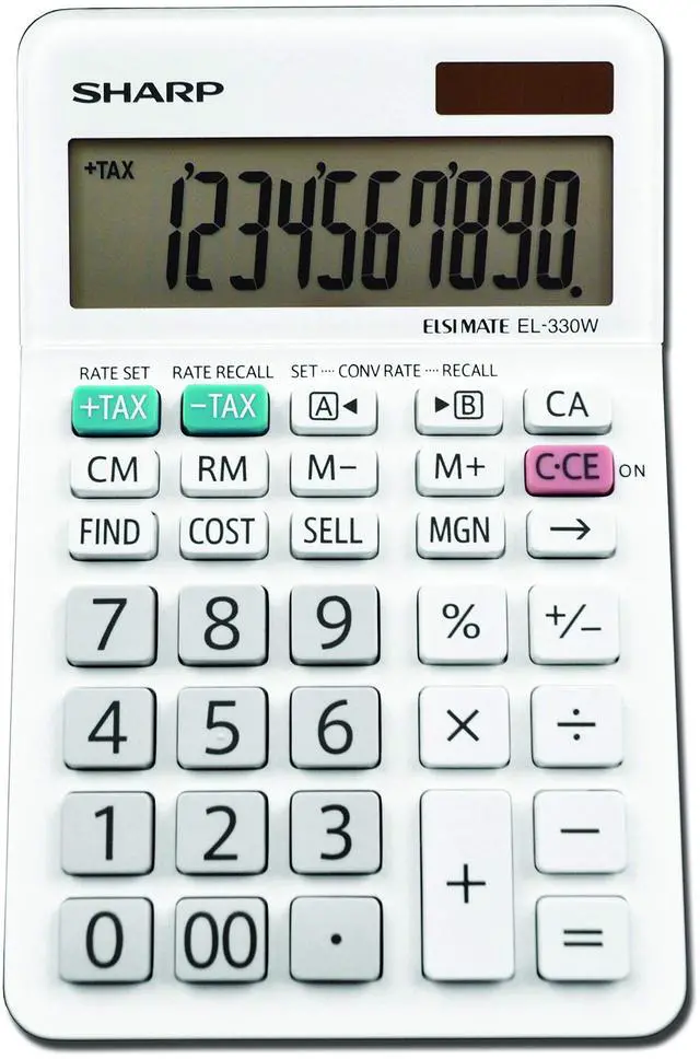 Main image of EL-330WB Standard Function Basic Desktop Calculator, Large Display, for Home and Office, Dual Power, Solar and Battery