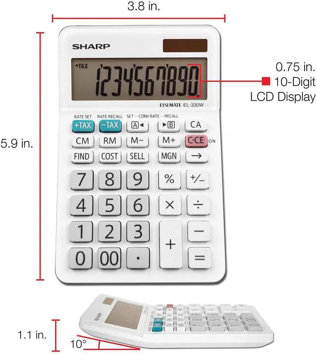 Alt view image 3 of 5 - EL-330WB Standard Function Basic Desktop Calculator, Large Display, for Home and Office, Dual Power, Solar and Battery