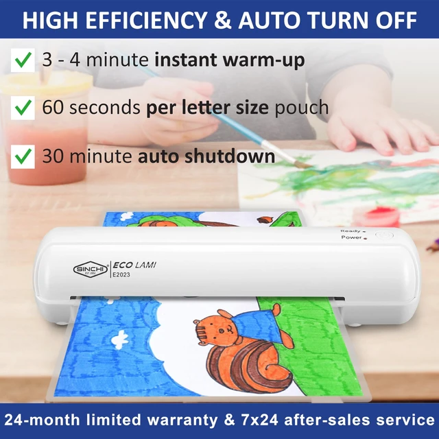 Alt view image 2 of 7 - 9-Inch Thermal Laminator, 35 Mil, 3-Min Warm-Up, Compact Lamination Machine with 10 Pouches, Jam Release Lever, Auto Shut-Off, One-Touch Operation for Home, Office, School
