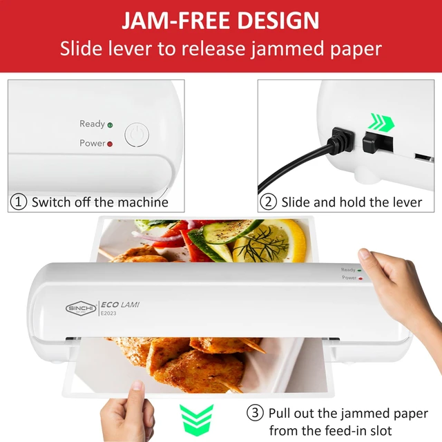 Alt view image 4 of 7 - 9-Inch Thermal Laminator, 35 Mil, 3-Min Warm-Up, Compact Lamination Machine with 10 Pouches, Jam Release Lever, Auto Shut-Off, One-Touch Operation for Home, Office, School