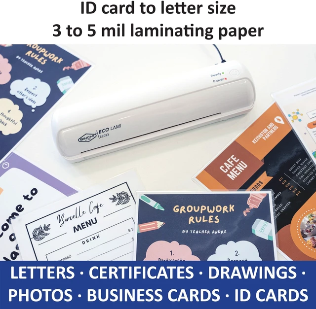 Alt view image 5 of 7 - 9-Inch Thermal Laminator, 35 Mil, 3-Min Warm-Up, Compact Lamination Machine with 10 Pouches, Jam Release Lever, Auto Shut-Off, One-Touch Operation for Home, Office, School