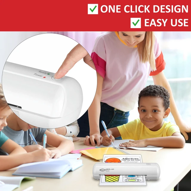 Alt view image 3 of 7 - 9-Inch Thermal Laminator, 35 Mil, 3-Min Warm-Up, Compact Lamination Machine with 10 Pouches, Jam Release Lever, Auto Shut-Off, One-Touch Operation for Home, Office, School