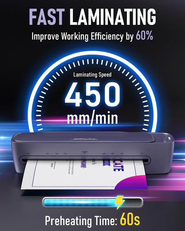 Alt view image 2 of 7 - 13-Inch Thermal & Cold Laminator Machine 11x17 with Laminating Sheets Purple, 9-in-1 Desktop Laminate Machine kit, 60s Warm-Up, NTC Control, Anti-Jam, Lamination Machine for Home Office Teachers