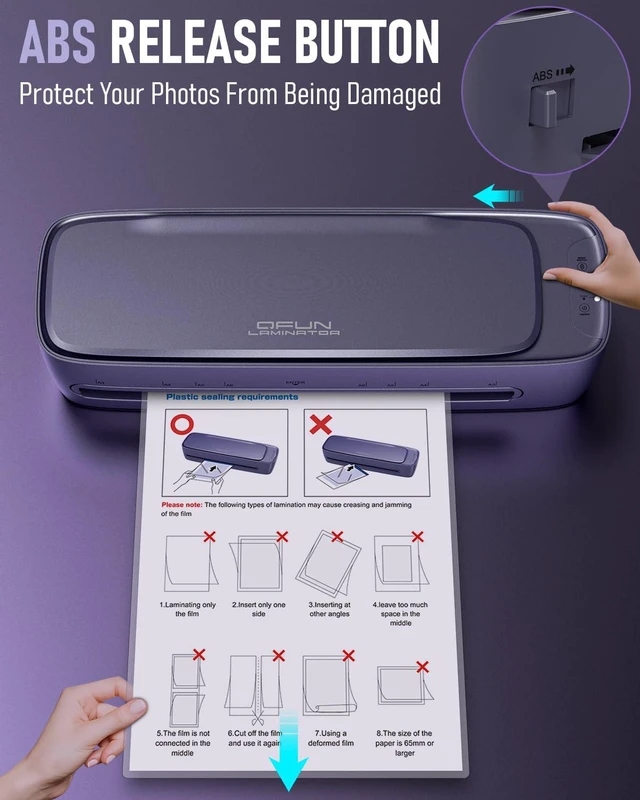 Alt view image 6 of 7 - 13-Inch Thermal & Cold Laminator Machine 11x17 with Laminating Sheets Purple, 9-in-1 Desktop Laminate Machine kit, 60s Warm-Up, NTC Control, Anti-Jam, Lamination Machine for Home Office Teachers