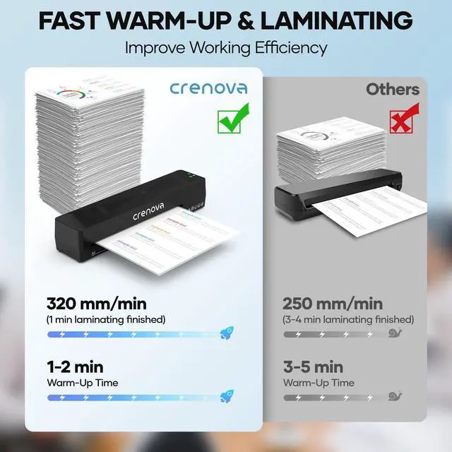 Alt view image 3 of 6 - Laminator Machine with 10 Laminating Sheets, A4 Laminating Machine Hot & Cold with Fast Warm Technology, Thermal Laminator 9 Inch for Home Office School Business Black