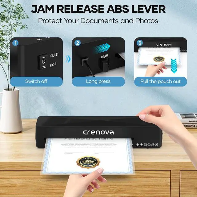 Alt view image 6 of 6 - Laminator Machine with 10 Laminating Sheets, A4 Laminating Machine Hot & Cold with Fast Warm Technology, Thermal Laminator 9 Inch for Home Office School Business Black
