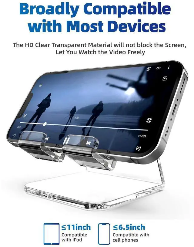 Alt view image 5 of 7 - TOPGO Acrylic Cell Phone Stand, Clear Phone Holder for Office Desk, Vanity, Kitchen, Bedside Table, Compatible with iPhone 17/Smartphones/iPad/Switch/Kindle, Office Desk Accessories
