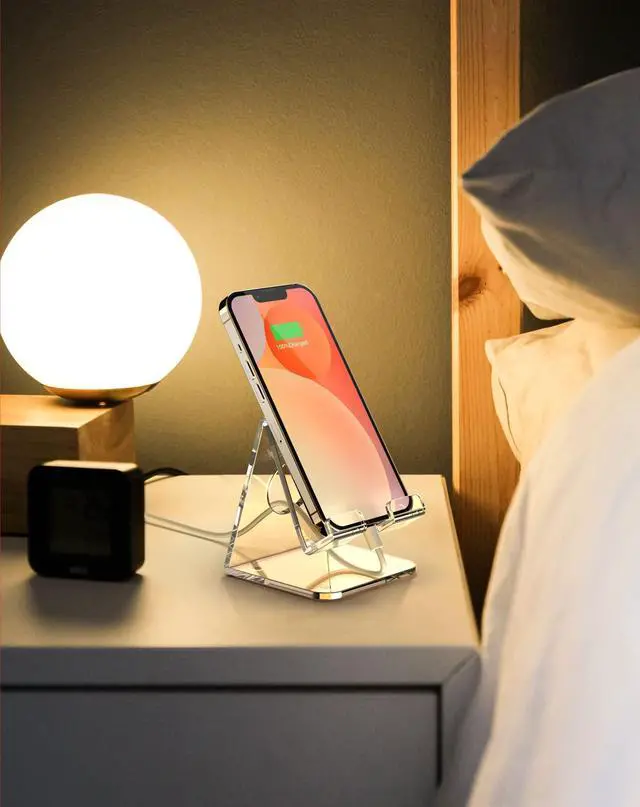 Alt view image 6 of 7 - TOPGO Acrylic Cell Phone Stand, Clear Phone Holder for Office Desk, Vanity, Kitchen, Bedside Table, Compatible with iPhone 17/Smartphones/iPad/Switch/Kindle, Office Desk Accessories