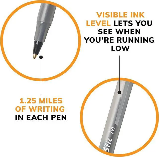 Alt view image 4 of 6 - Round Stic Xtra Life Ballpoint Pens, Bulk Pack of Black Ink Pens, Medium point 1.0 mm, Pack of 300