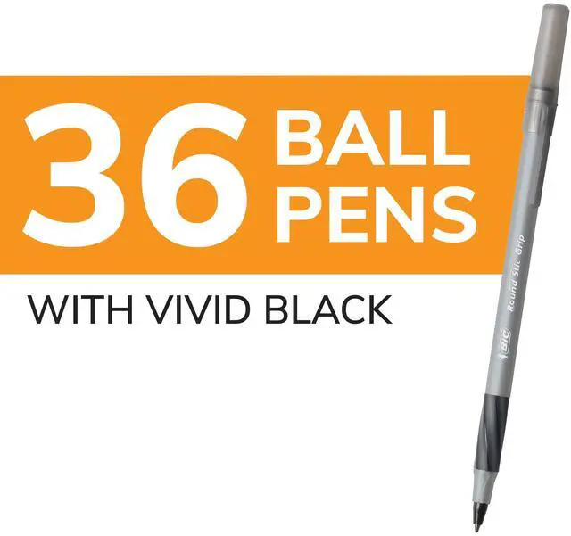 Alt view image 2 of 7 - Round Stic Grip Xtra Comfort Black Ballpoint Pens, Medium Point (1.2mm), 36-Count Pack, Perfect Writing Pens With Soft Grip for Superb Comfort and Control