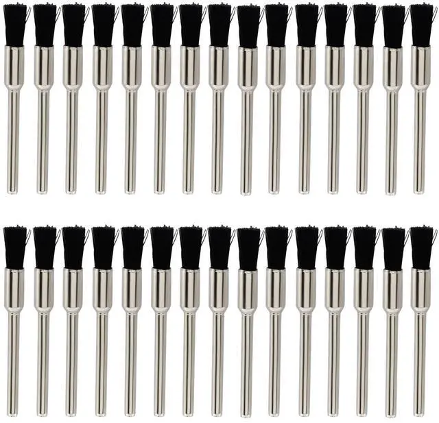 Main image of 30Pcs Bristle Cleaning End Brushes Pen, 2.3mm Mandrel Wire Bushes Set, Rust Paint Removal Bits Polishing Rotary Tool Accessories, 1/5" x 3/32"