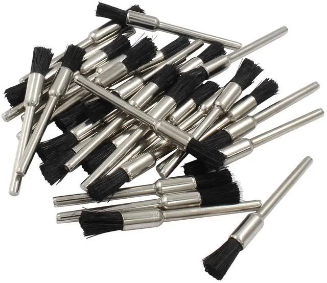 Alt view image 2 of 5 - 30Pcs Bristle Cleaning End Brushes Pen, 2.3mm Mandrel Wire Bushes Set, Rust Paint Removal Bits Polishing Rotary Tool Accessories, 1/5" x 3/32"