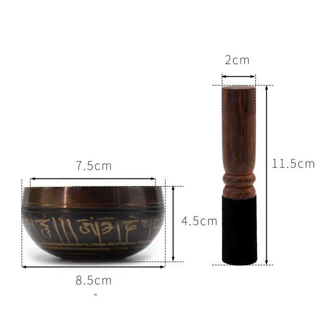 Alt view image 3 of 7 - 3.15 inch Tibetan Singing Bowl Set, Authentic Handmade Meditation Bowl Stress Relief Yoga Set with Striker & Cushion for Sound Therapy, Chakra Healing, Spiritual Gatherings