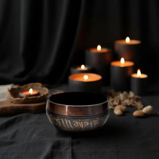 Alt view image 4 of 7 - 3.15 inch Tibetan Singing Bowl Set, Authentic Handmade Meditation Bowl Stress Relief Yoga Set with Striker & Cushion for Sound Therapy, Chakra Healing, Spiritual Gatherings