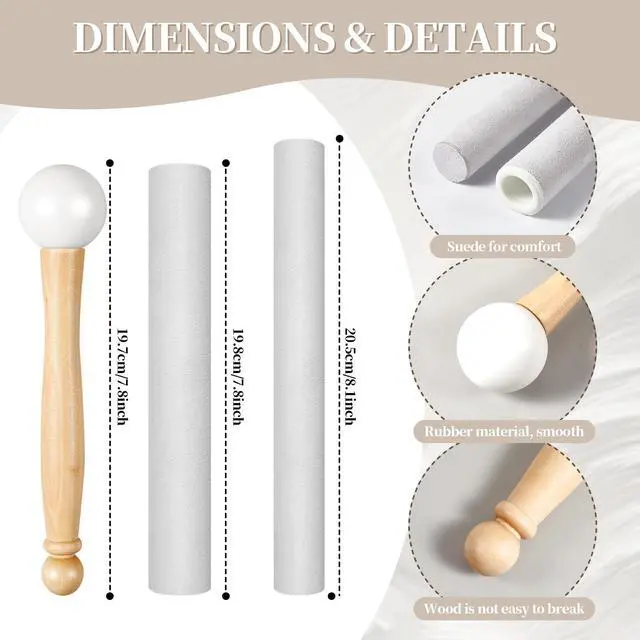 Alt view image 3 of 6 - 10 Pcs Singing Bowl Cushion Set 7 Silk Cloth O Ring with 3 Crystal Singing Bowl Mallet Include Solid and Hollow Stick Wood Handle Rubber Mallet for 6-12" Tibetan Sound Meditation(Rainbow)