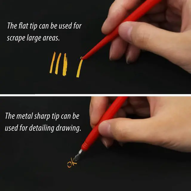 Alt view image 4 of 7 - 18 Pieces Scratch Art Tools, Scratching Drawing Color Pen Dual Tip / Scratch Paper Stick Stylus Tools Bag for Adults & Teens Art Paper Painting, Pen with Clean Brush Crafts Set