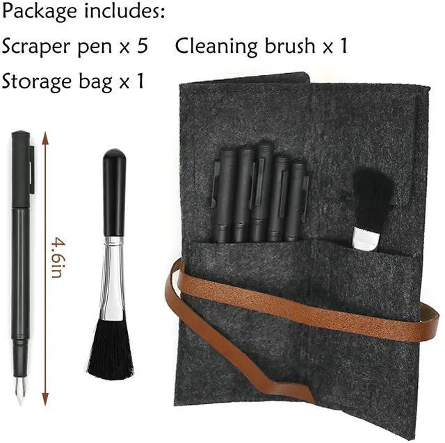 Alt view image 4 of 7 - 5 Pieces Scratch Art Tools Set, DIY Scratching Drawing Painting Pen, Fountain Pen Shape Scratch Pen, Scratch Stick Stylus Tools Bag with Clean Brush in Bag (Black)