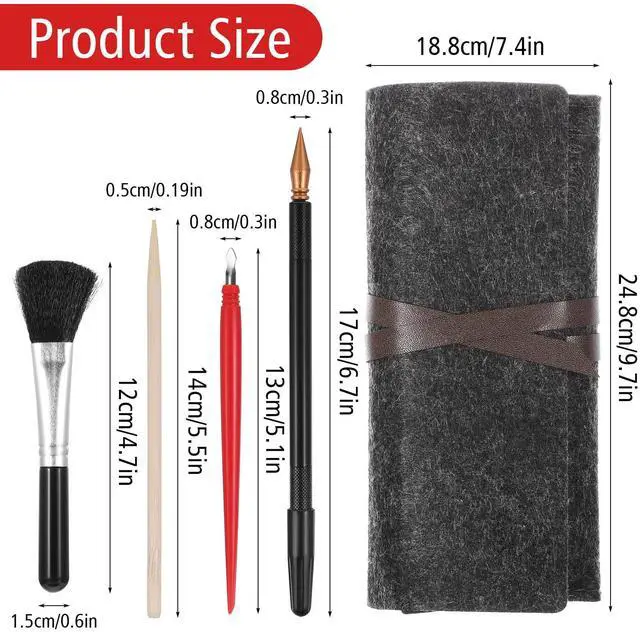 Alt view image 2 of 7 - 14 Pcs Scratch Art Tools Scratching Drawing Tool Set Including Tools Bag, Scratch Coloring Pens, Plastic Pens, Wooden Stylus, Clean Brush for Adults Painting Paper