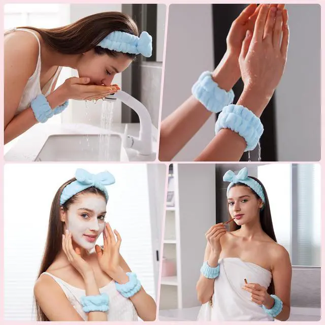 Alt view image 3 of 6 - Headbands for Women - Spa Headband and Wristband Set - Headband for Washing Face,Facial Mask,Makeup and Skin Care,Gifts for Women and Teen Girl Gifts Trendy Stuff