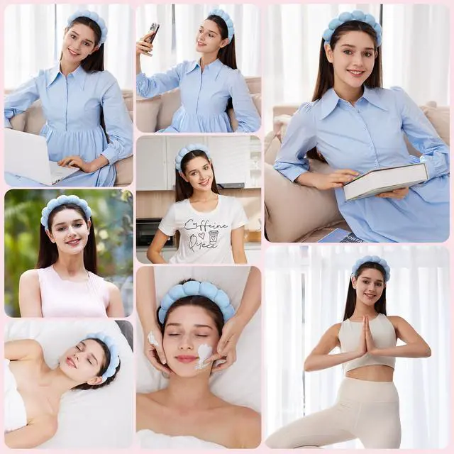 Alt view image 4 of 6 - Headbands for Women - Spa Headband and Wristband Set - Headband for Washing Face,Facial Mask,Makeup and Skin Care,Gifts for Women and Teen Girl Gifts Trendy Stuff