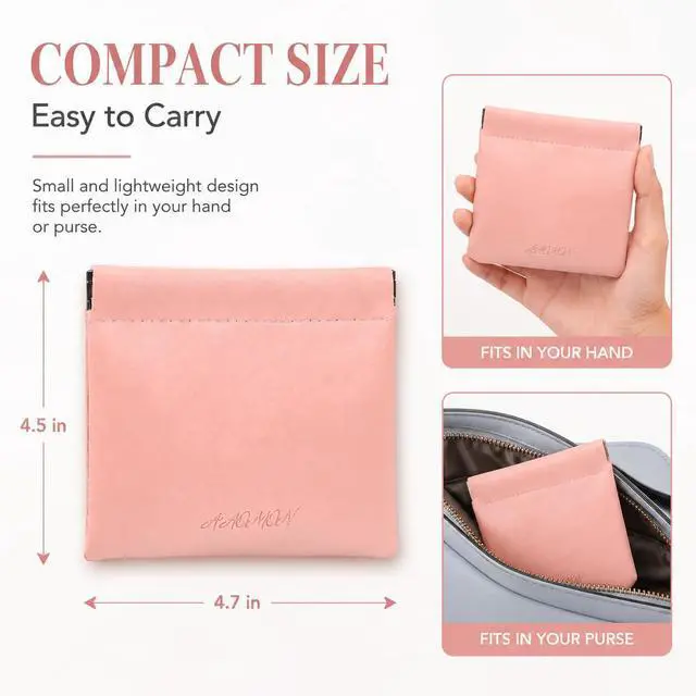 Alt view image 3 of 6 - 4 Pack Mini PU Leather Squeeze Coin Purse, Small Makeup Bag for Purse, Snap Cosmetic Pouch Purse Organizer for Lipstick Earbuds Jewelry Coins Cards