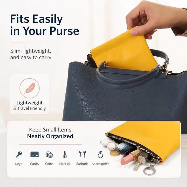 Alt view image 5 of 6 - 4 Pack Mini PU Leather Squeeze Coin Purse, Small Makeup Bag for Purse, Snap Cosmetic Pouch Purse Organizer for Lipstick Earbuds Jewelry Coins Cards
