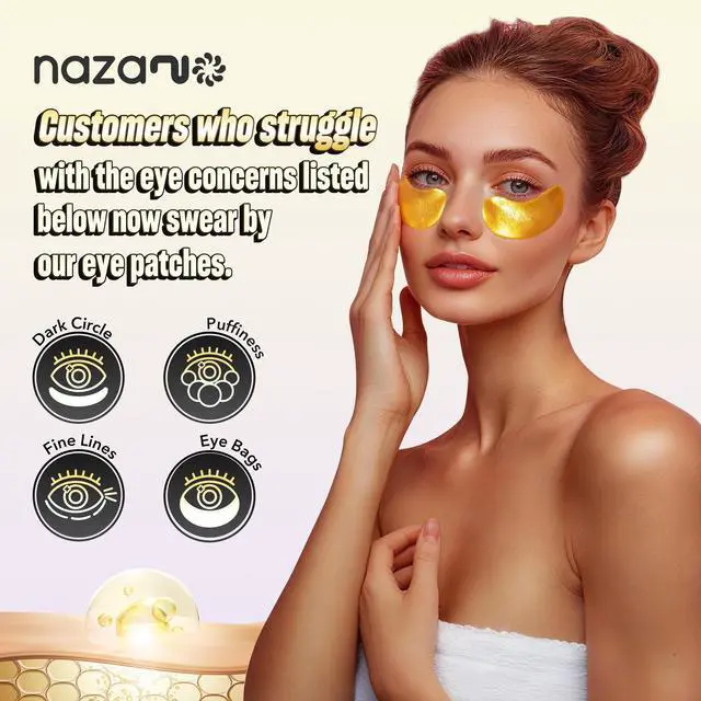 Alt view image 2 of 7 - 24K Gold Under Eye Patches - 60 Pack Eye Masks