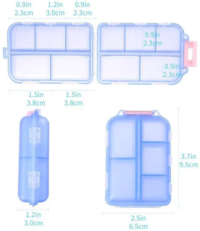 Alt view image 3 of 7 - Travel Pill Organizer,10 Compartments Pill Case,Compact & Portable Pill Box