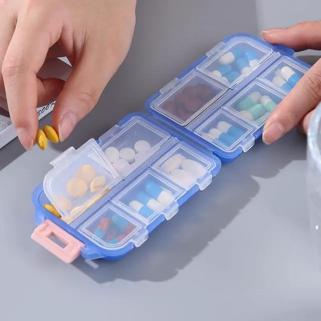 Alt view image 4 of 7 - Travel Pill Organizer,10 Compartments Pill Case,Compact & Portable Pill Box