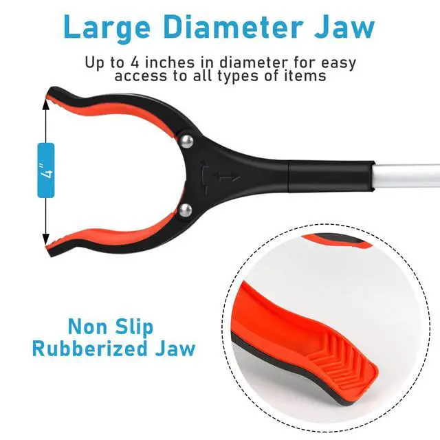 Alt view image 5 of 7 - Grabber Reacher Tool, Orange, 32", Foldable