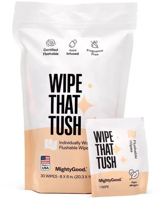 Main image of Wipe That Tush On-The-Go Flushable Wipes, 1 Pack of 30, Fragrance Free