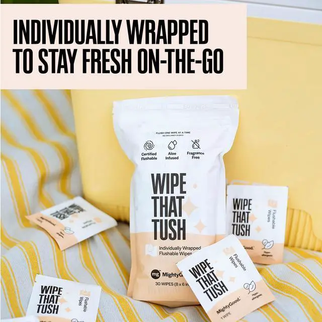Alt view image 4 of 7 - Wipe That Tush On-The-Go Flushable Wipes, 1 Pack of 30, Fragrance Free
