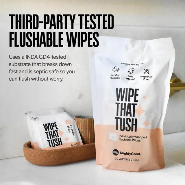 Alt view image 5 of 7 - Wipe That Tush On-The-Go Flushable Wipes, 1 Pack of 30, Fragrance Free