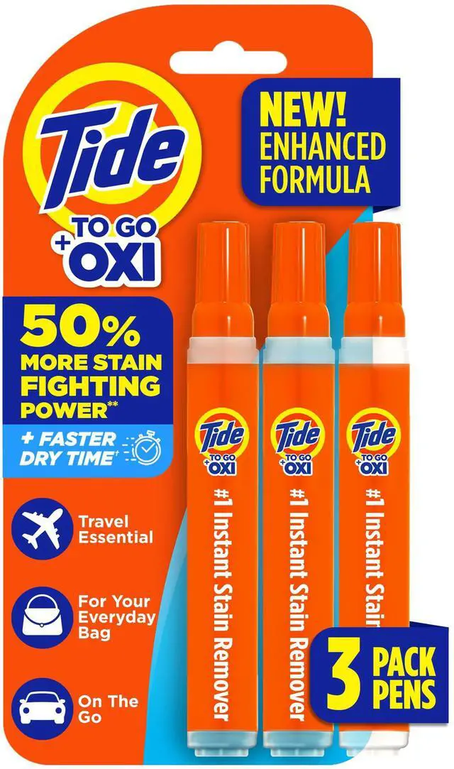 Main image of Stain Remover for Clothes, Tide To Go Pen, Instant Stain Remover Pen & Spot Cleaner, Portable & Travel-Friendly, Works on Food & Drink Stains, Fits in Purses & Bags, 3 Count (Pack of 1)