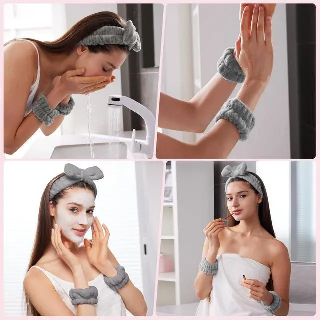 Alt view image 3 of 6 - Headbands for Women - Spa Headband and Wristband Set - Headband for Washing Face,Facial Mask,Makeup and Skin Care,Gifts for Women and Teen Girl Gifts Trendy Stuff
