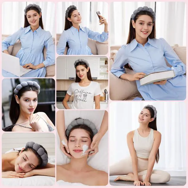 Alt view image 4 of 6 - Headbands for Women - Spa Headband and Wristband Set - Headband for Washing Face,Facial Mask,Makeup and Skin Care,Gifts for Women and Teen Girl Gifts Trendy Stuff