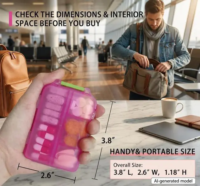 Alt view image 4 of 7 - Pill Organizer with 161 Medicine Labels, Daily Travel Pill Case (Purple)