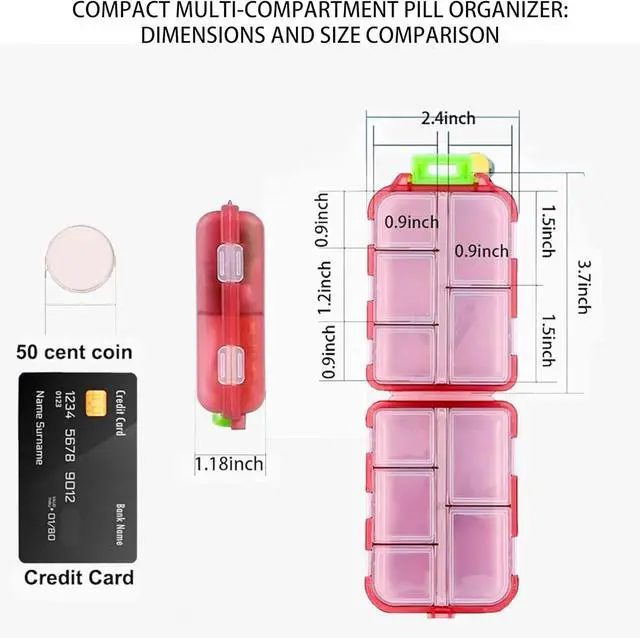 Alt view image 5 of 7 - Pill Organizer with 161 Medicine Labels, Daily Travel Pill Case (Purple)