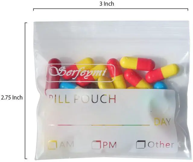 Alt view image 2 of 7 - Pill Bags for Travel Pill Pouch Organizer Pack of 120 BPA Free 3 x 2.75 inch Reusable Pill Pouches for Medicine with Write on Label & Zipper Seal Waterproof AM PM Pill Baggies for Supplements