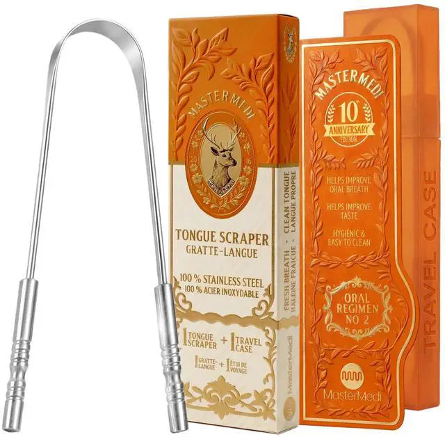 Main image of Tongue Scraper with Case Easy to Use Tongue Scraper for Adults, Tongue Cleaner for Oral Care & Hygiene (Single Pack (with Travel Case))