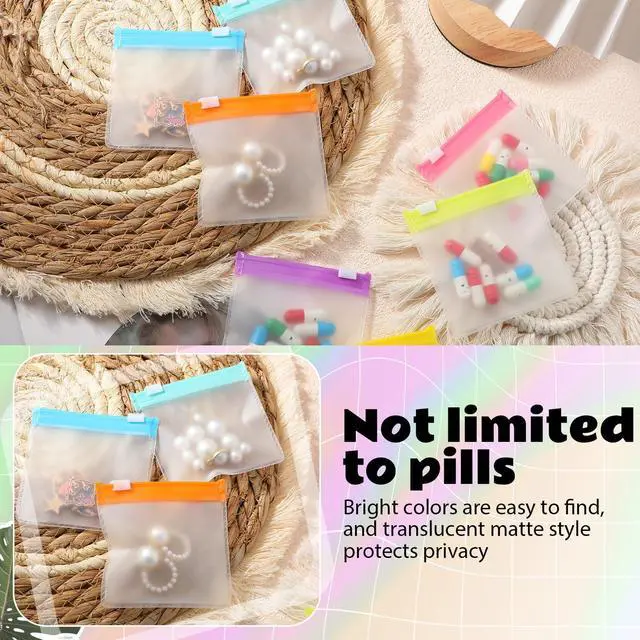 Alt view image 6 of 7 - 24 Pcs Travel Pill Pouches Zippered Set, Portable Medicine Organizer, Reusable Translucent Plastic Bag for Sports Events, Concerts, Daily Meds(Light Blue)