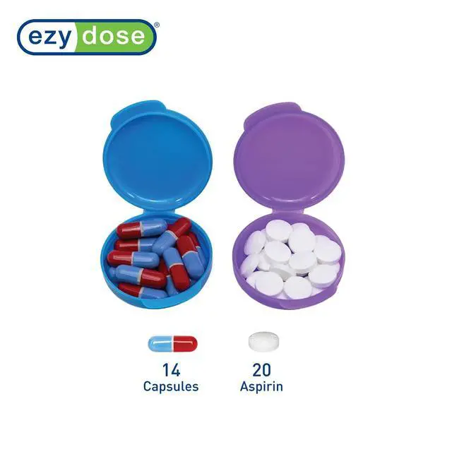 Alt view image 3 of 6 - Daily Round, Compact, Small, Disrcrete, Portable On-The-Go Pocket Pharmacy, Pill Box, Organizer and Vitamin Containers, Snap Shut Lids, Travel Friendly, Colors May Vary, 2 Pack, BPA Free