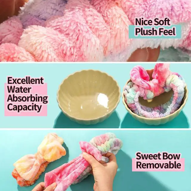 Alt view image 5 of 7 - Spa Headband, 6pcs Makeup Headbands & Hair Ties, for Women Girls