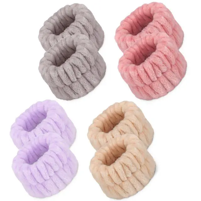 Main image of Microfiber Spa Wristbands - Absorbent Wrist Towels for Face Washing, Prevent Water from Spilling Down Your Arms (8 Pcs)